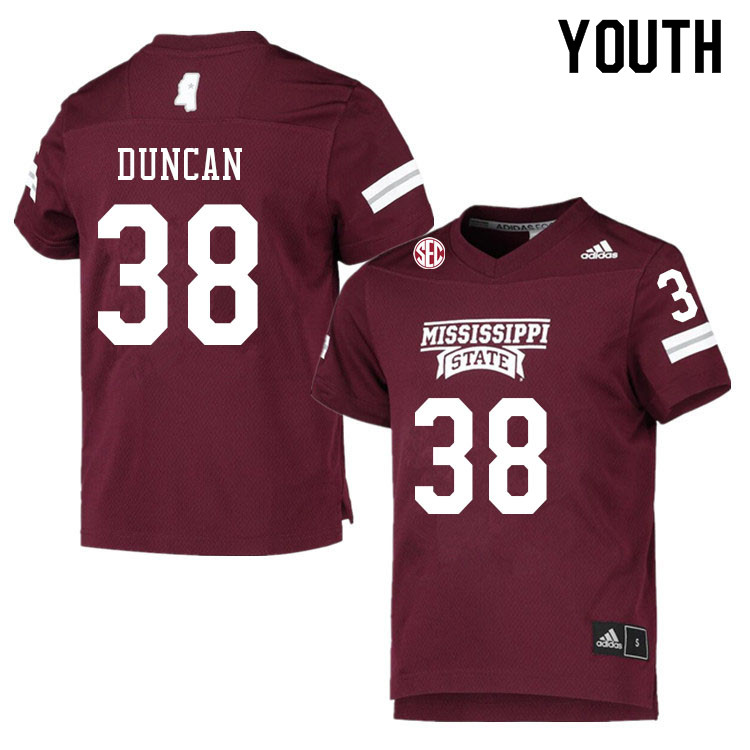 Youth #38 Ashtanyrein Duncan Mississippi State Bulldogs College Football Jerseys Sale-Maroon